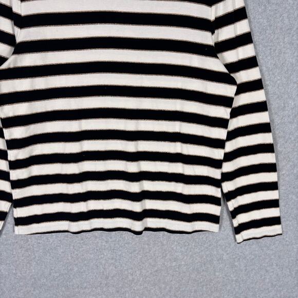 Talbots Shirt Large Cream Gold Metallic Pima Cotton Basic Layer Yacht Sailor - Picture 3 of 9